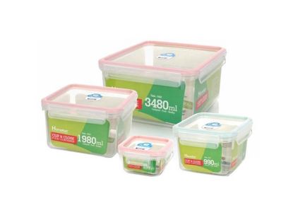 تصویر سرویس ظروف فریزری ۸ پارچه مربع کوتاه  هوم کت